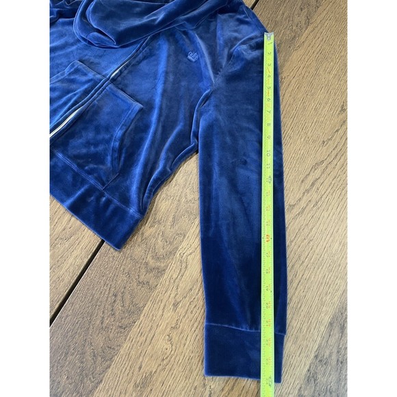 Juicy Couture Youth Blue Jacket Girl’s Size XXL Full Zip Hood Heavy Velour - Picture 10 of 13